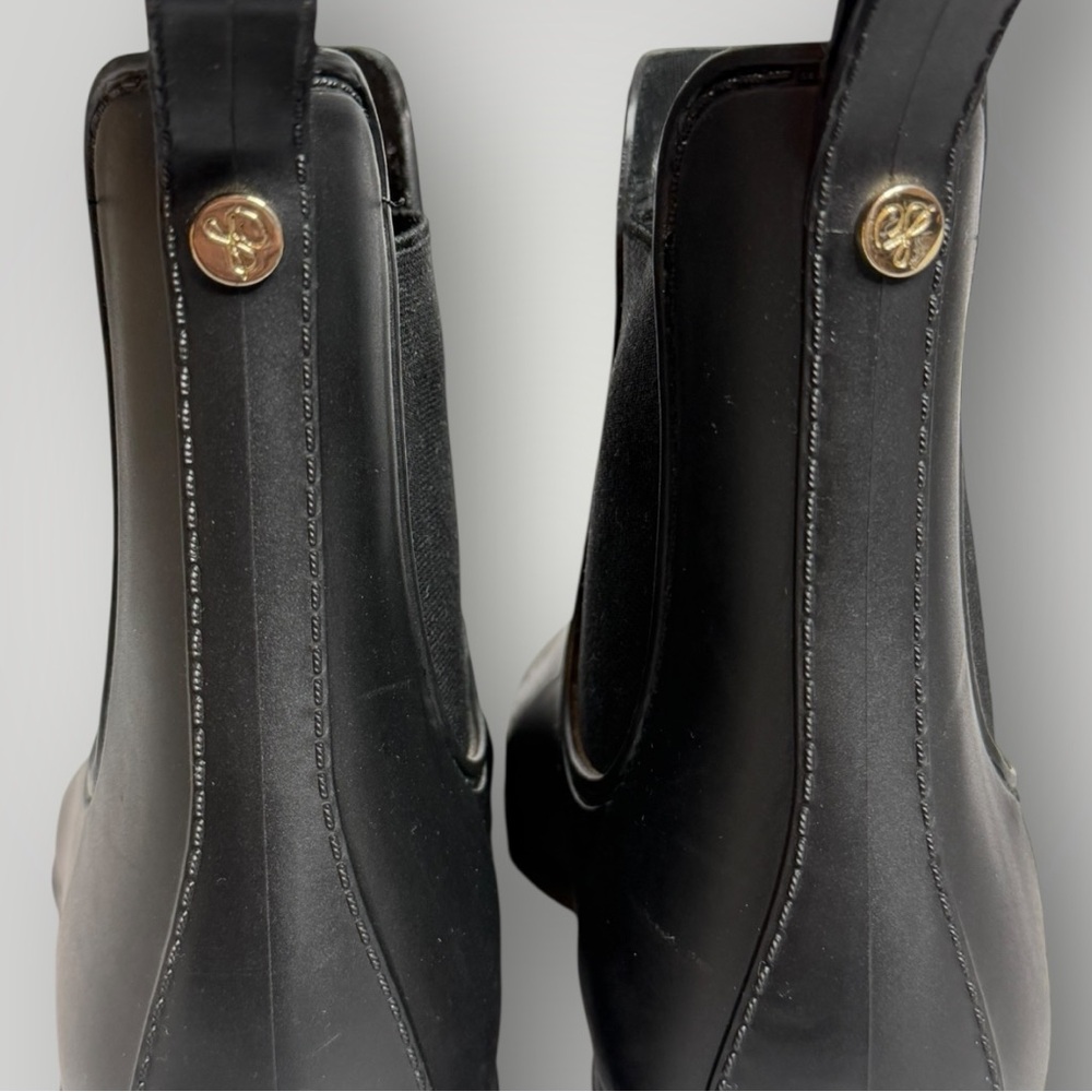 Sam Edelman Tinsley Matte Chelsea Rain Booties Ankle Size 9W Gored Sides Black - Picture 6 of 14
